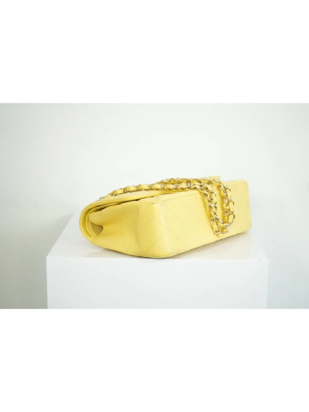 Chanel Flap Caviar Large Double Flap Yellow Full Set